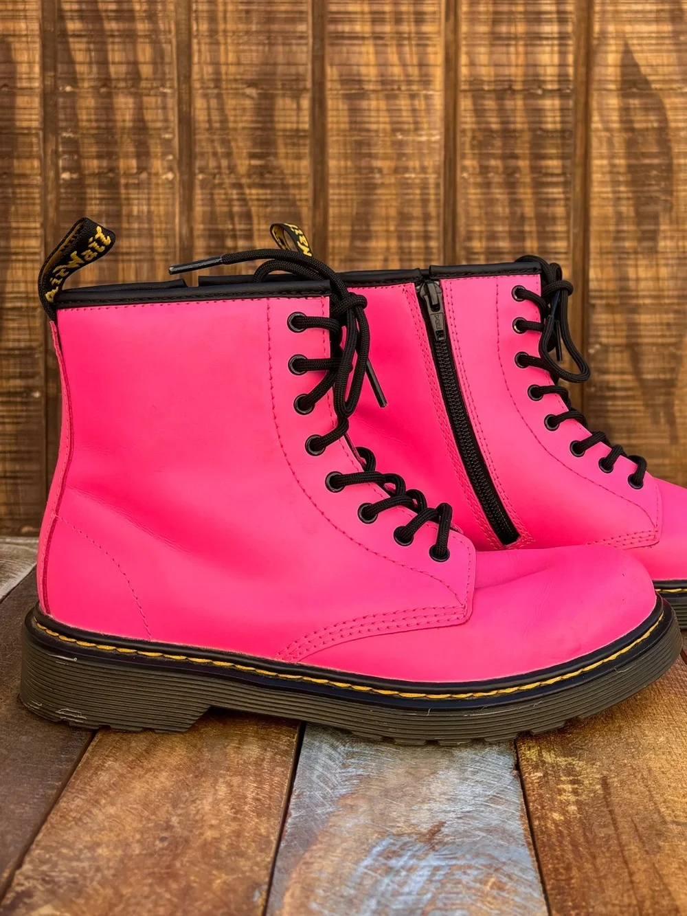Dr. Martens 1460 J Hot Pink Combat Leather Boots